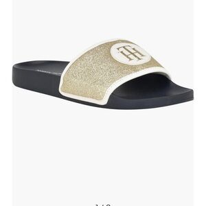 Gold Glitter Slide Sandals